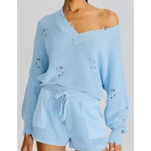 SER.O.YA Syd Seater Sky Blue Size‎ Large Distressed Cropped